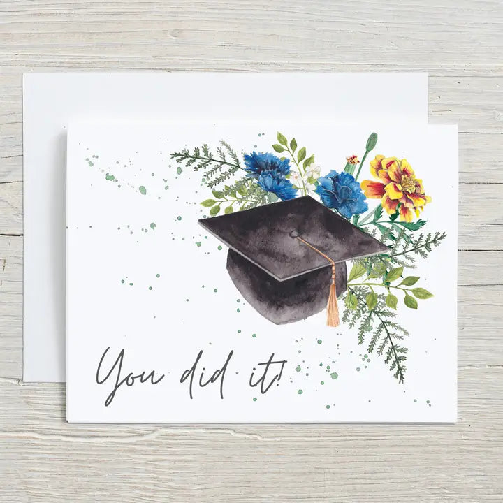 Graduation Card, Hand Painted Floral Card, Congratulations