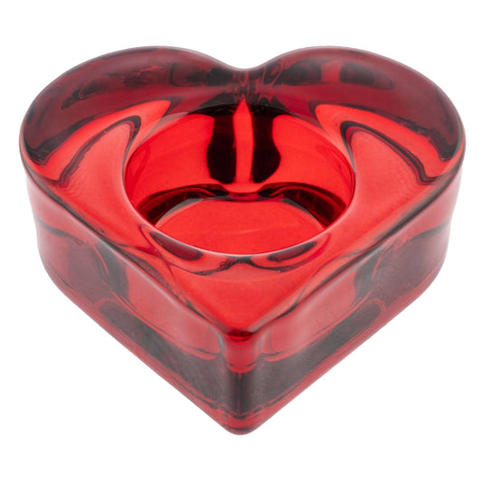 Glass Heart Tealight Holder Red