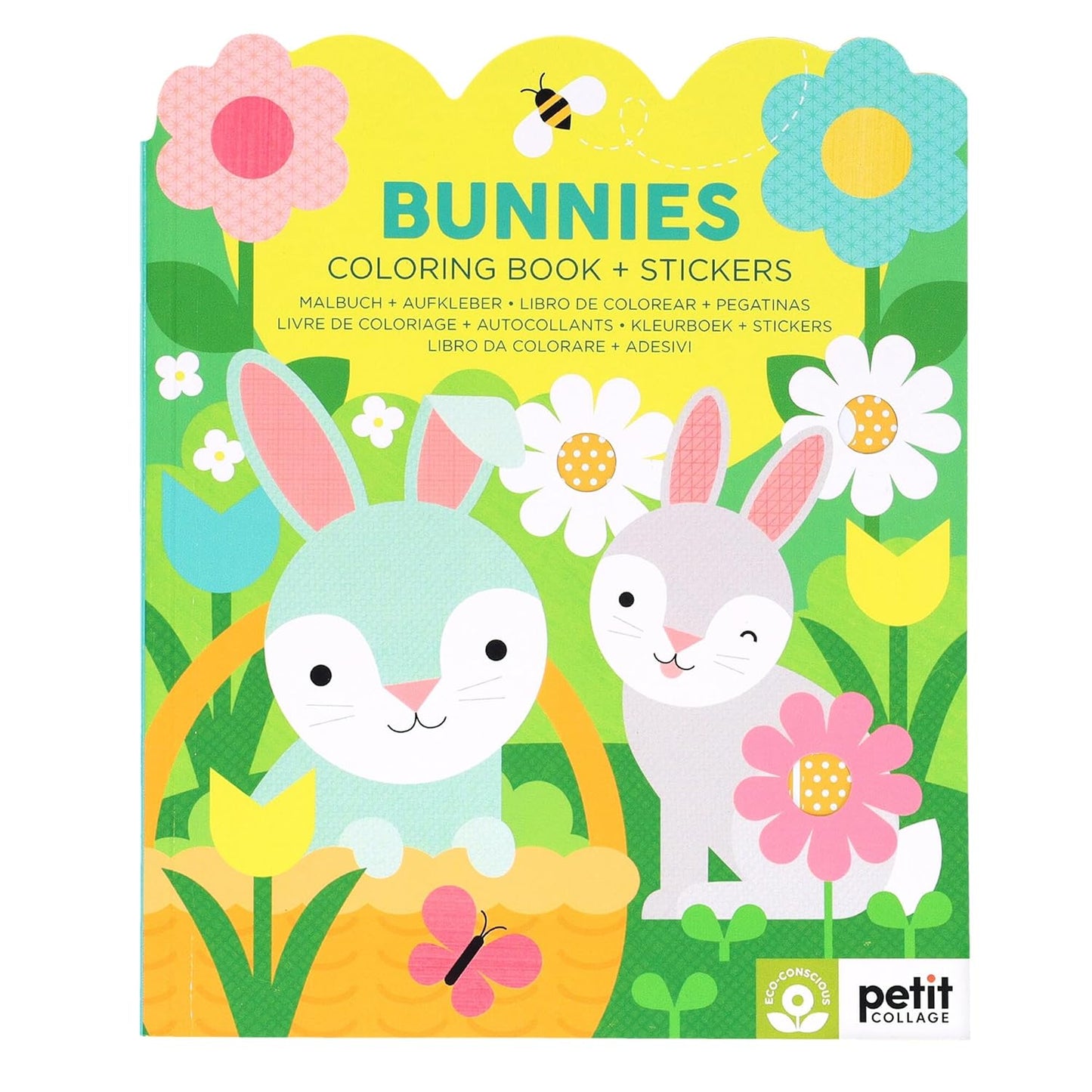 Petit Collage Bunnies Coloring Book + Stickers