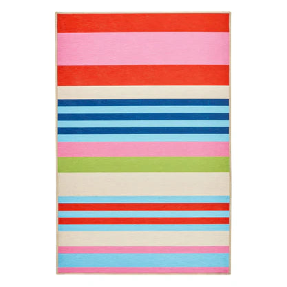 Beach Stripe Multi Machine Washable Rug 2x3