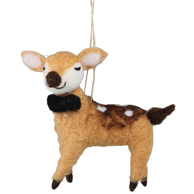 Deer with Bow Tie Felt Ornament