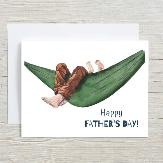 Father's Day, Hand Painted Watercolor Card, Relaxing Hammock