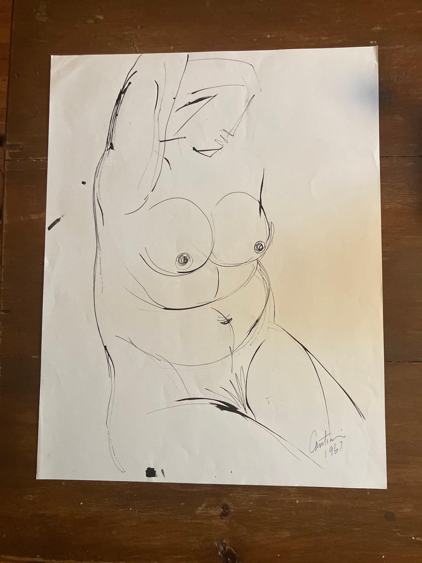 Pen & Ink Woman Sitting 1967