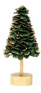 9" Coco Tree in Green with Gold