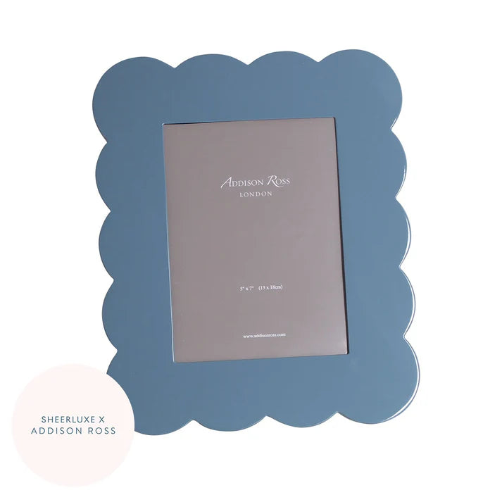 Chambray Blue Lacquered Scallop Photo Frame 5 x 7