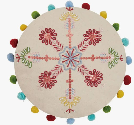 Boho Holiday Snowflake Pillow