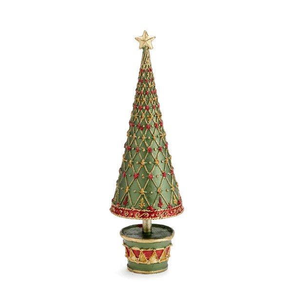 13" Fleur De Lis Tree w/Drum Base (Trad. Green)