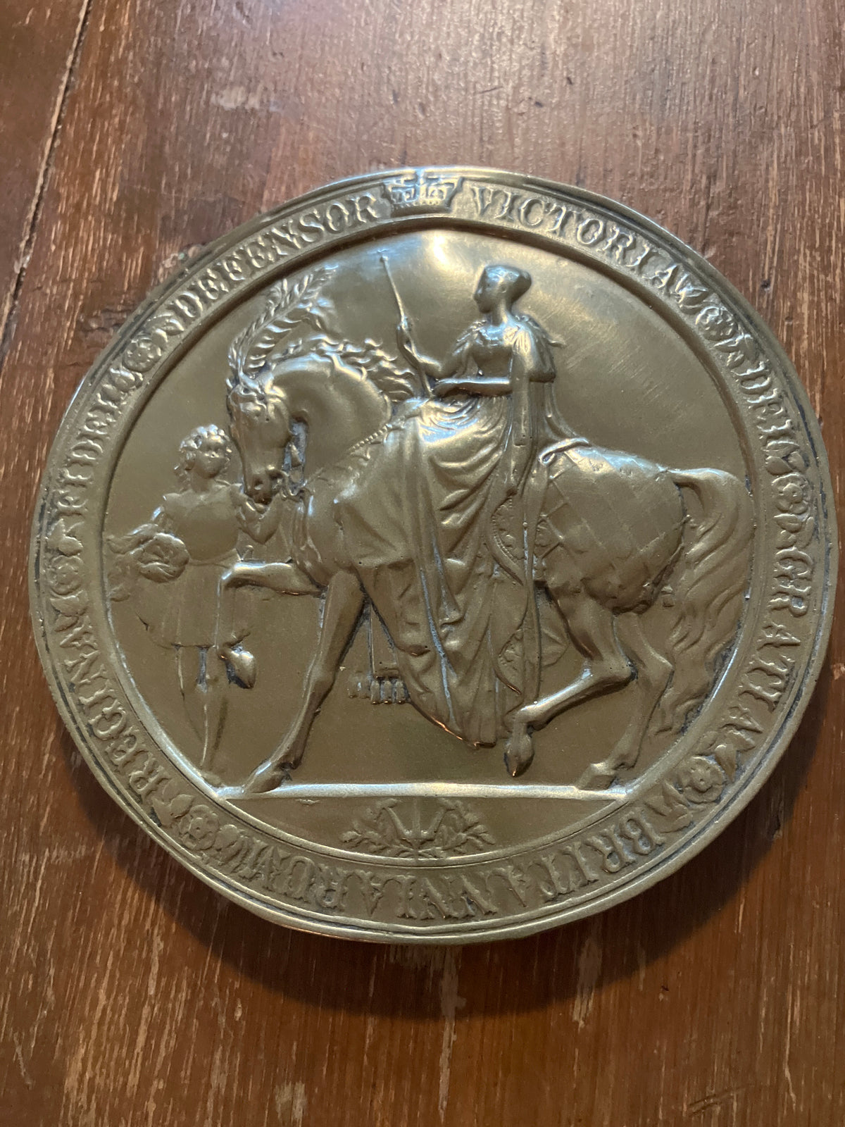 Brass Wall Hanging of the Great Seal of Queen Victoria of England