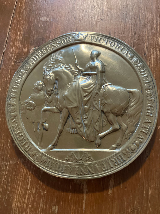 Brass Wall Hanging of the Great Seal of Queen Victoria of England
