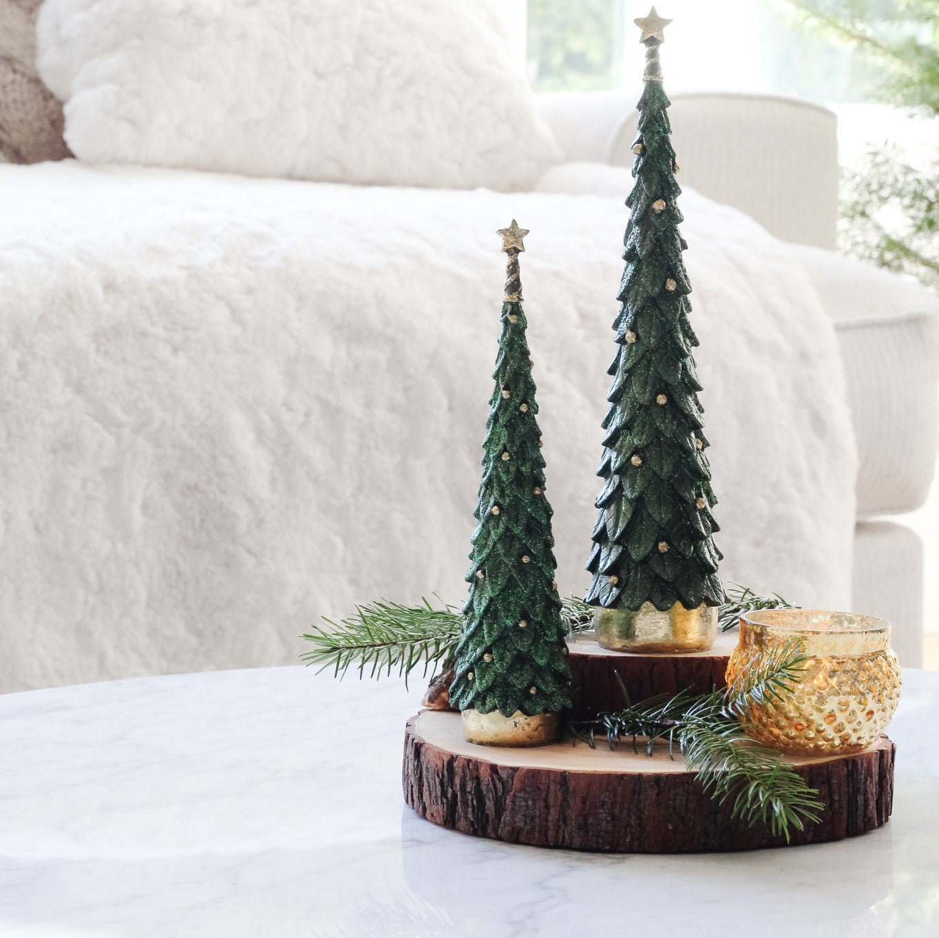 10.75" Holly Slim Tree w/Star (Pine Green)