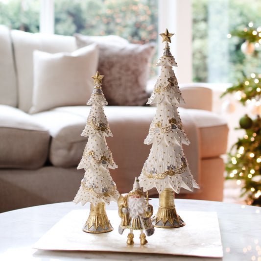 13" Floral Swirly Garland Neo Tree (Ivory)