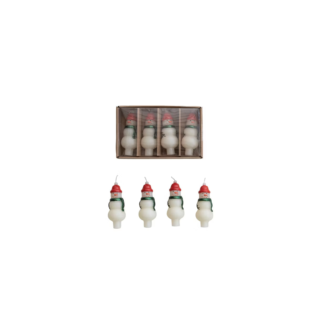 Snowman Shaped Bottle Taper Candles Set of 4