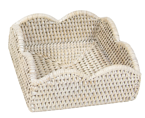 Rattan Scallop Lunch Napkin Holder Cream