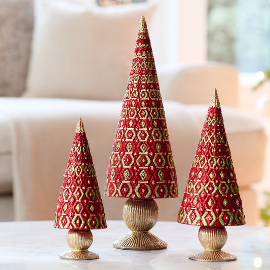 13" Oriente Cone Tree (Red/Citron)