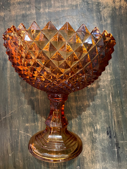 Vintage Amber Glass Compote AS IS