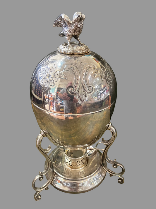 Vintage Silverplated Egg Warmer with Bird and Nest on Lid