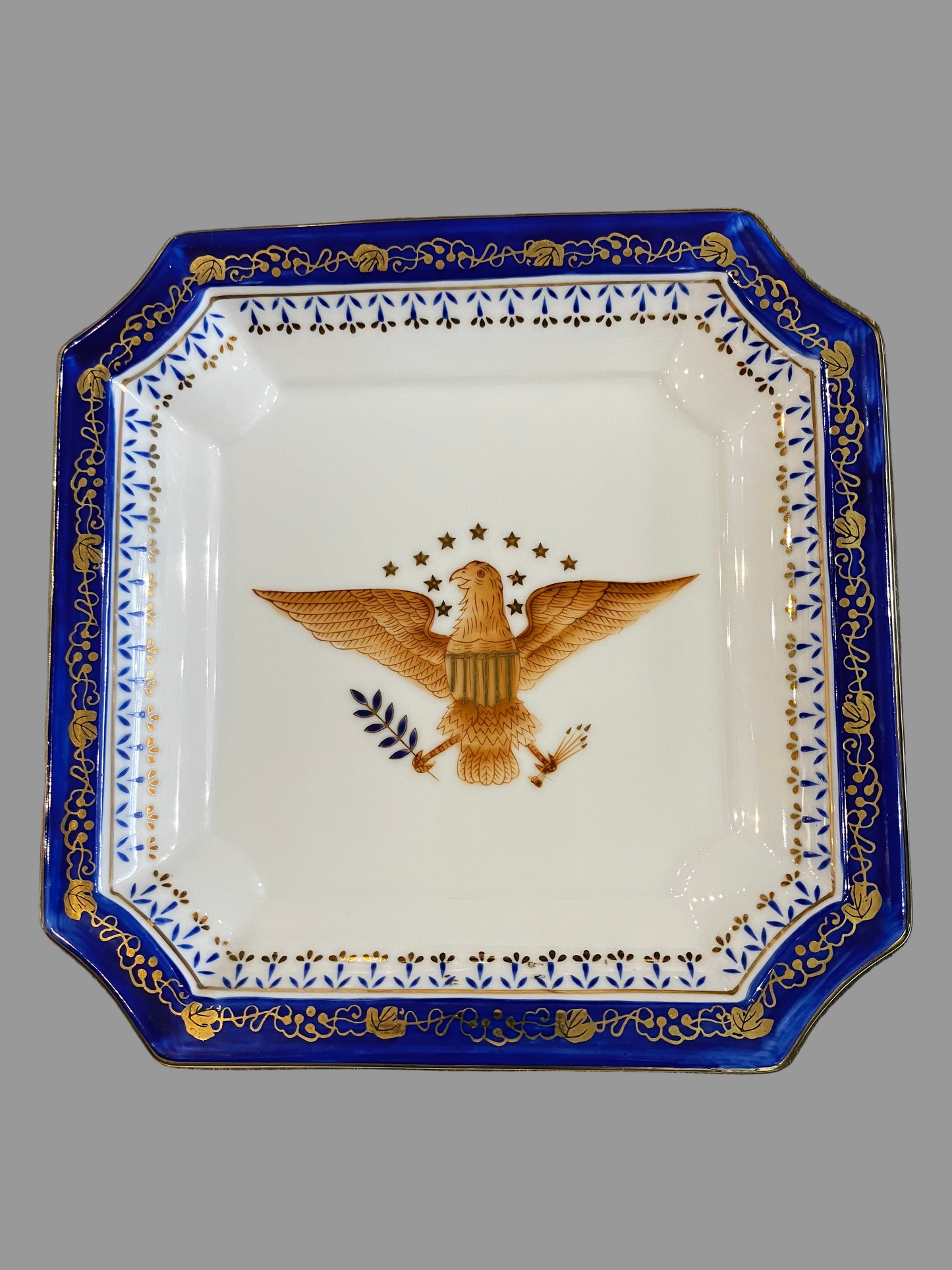 Vintage Square Dish with Eagle