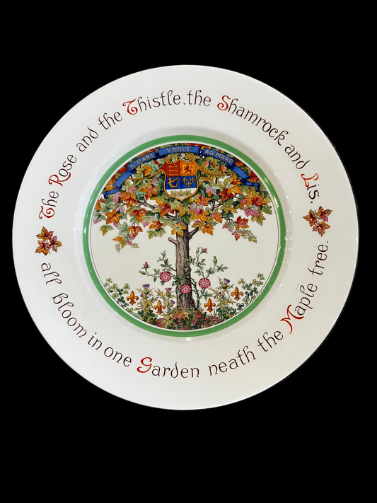Vintage Royal Doulton “The Rose and the Thistle, the Shamrock and Lis, all bloom in one Garden neath the Maple tree” Commemorative Plate