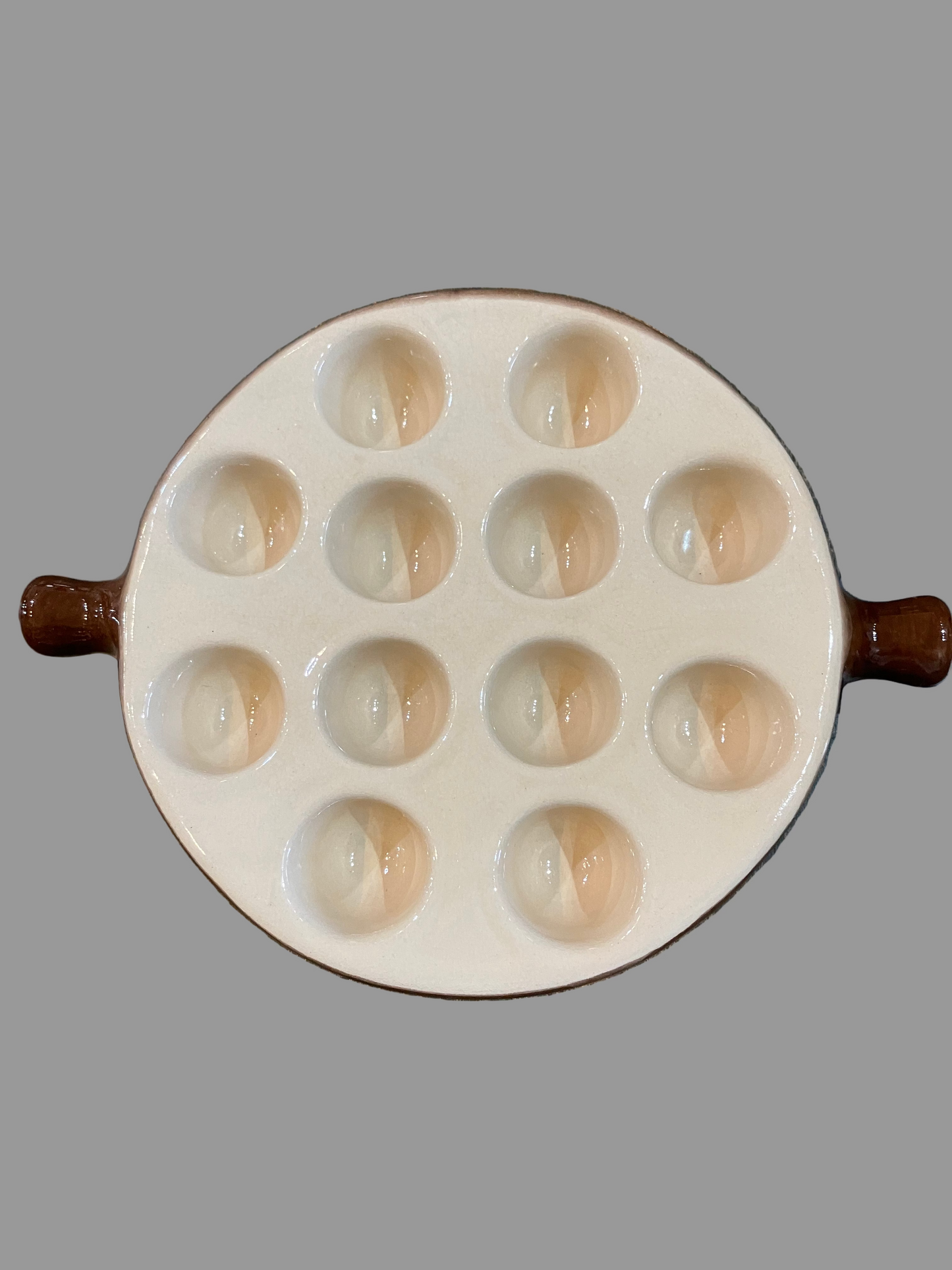 Vintage Escargot Plate: French Ceramic Snail Dish, 12-Hole