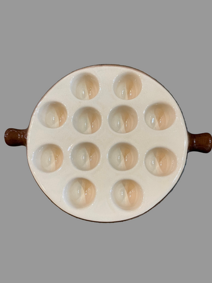 Vintage Escargot Plate: French Ceramic Snail Dish, 12-Hole