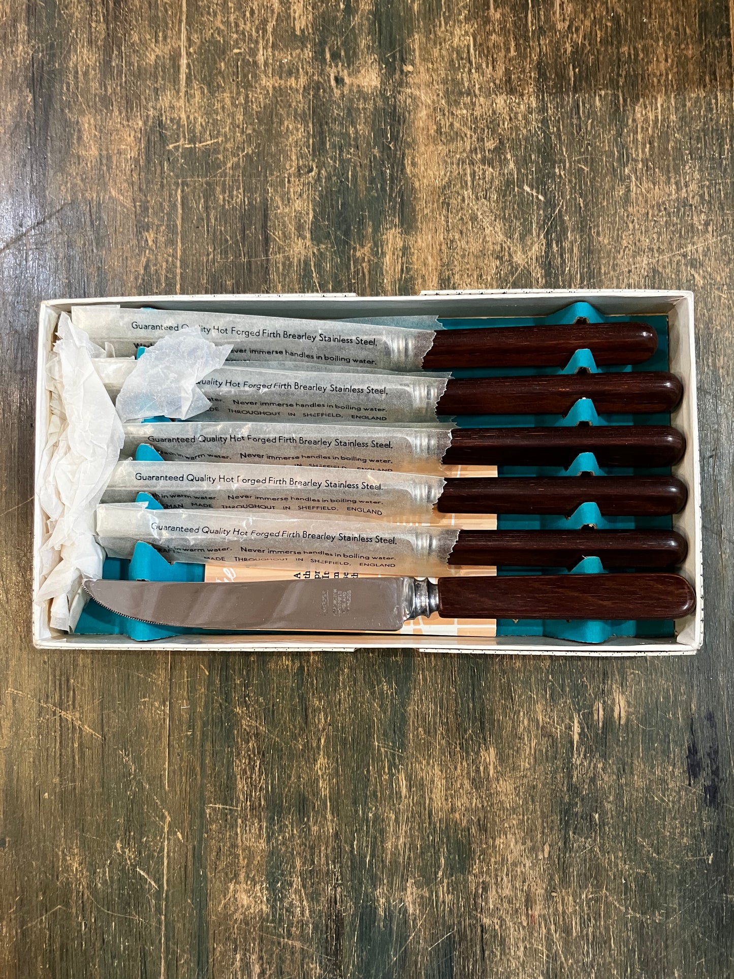 Set of 6 Wood Handled Steak Knives