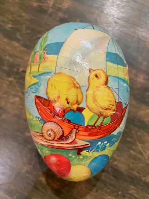 Vintage Paper Egg two chicks sailing 3"
