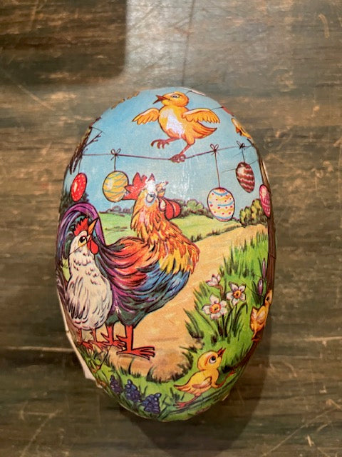 Vintage Paper Egg Roosters and chicks 5"