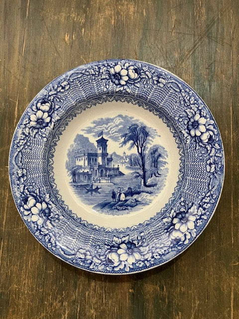 Blue and White Staffordshire Plate-Brookeya