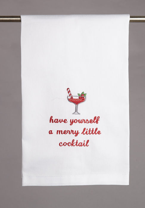 Merry Little Cocktail Embroidered Towel 16'' x 25''