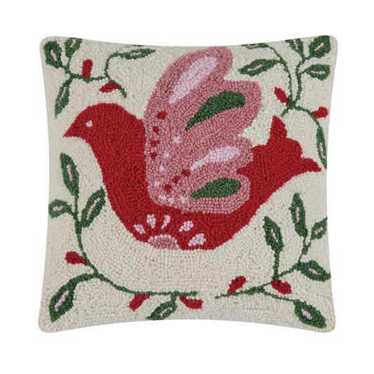 Festive Folk Dove Hook Pillow 14'' x 14''