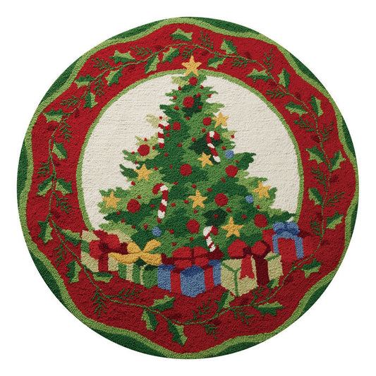 Christmas Morning Hook Rug 3' round