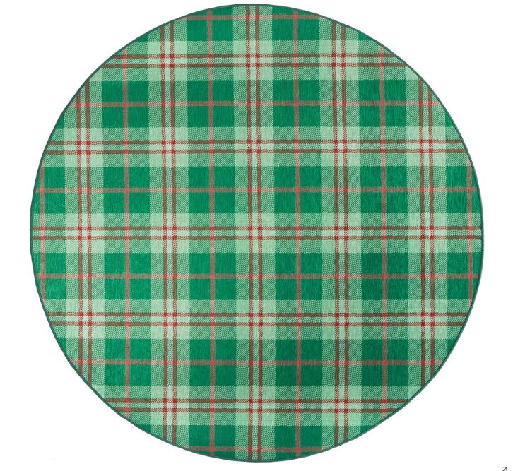 Jolly Plaid Machine Washable Rug 4' Round