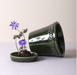 Kobenhavner 14 cm / 5.5 inch Glazed pot & tray in Emerald Green