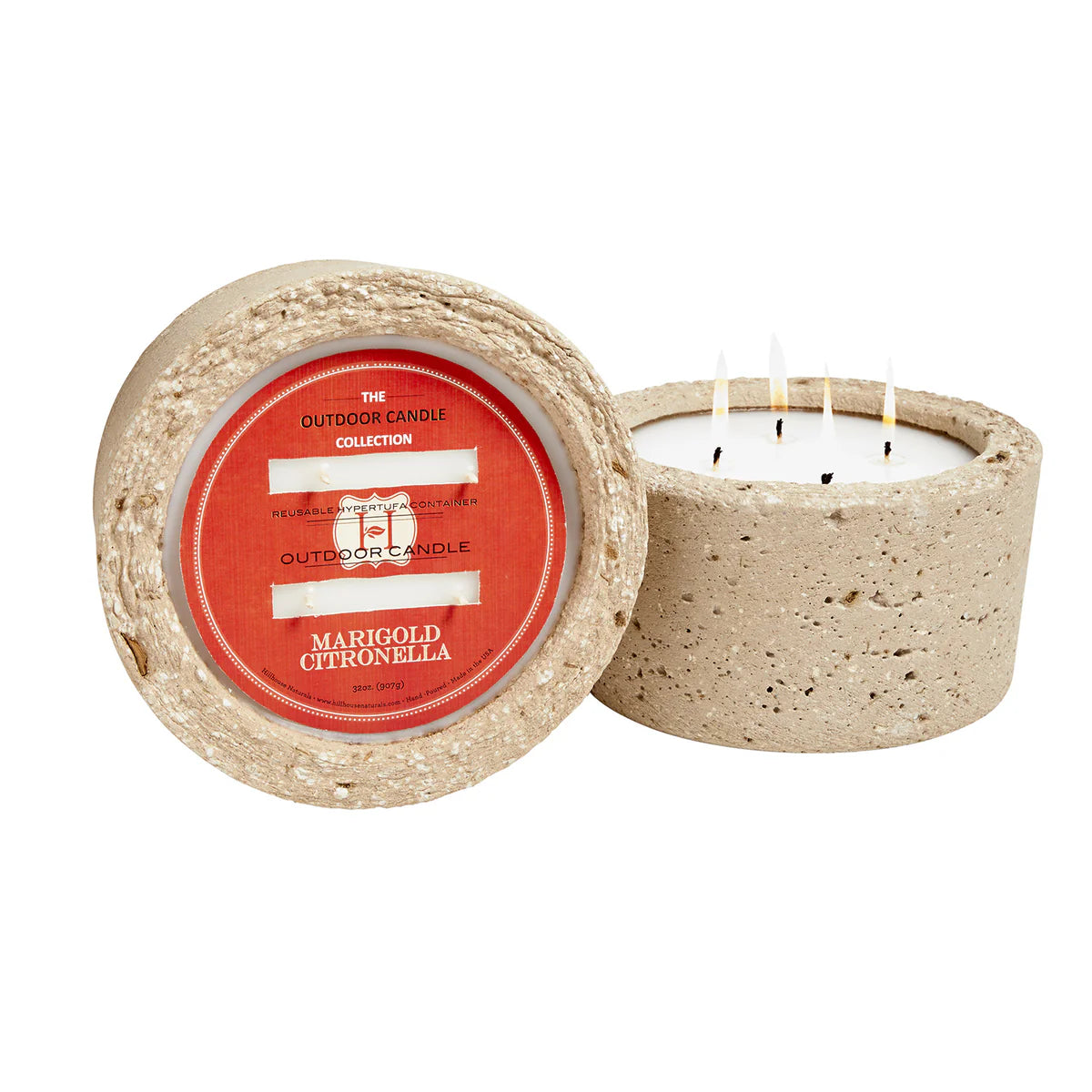 Marigold Citronella candle in concrete pot 32oz
