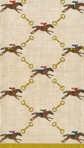 And They'Re Off Linen Guest Towel
