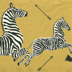 Cocktail Napkin Zebras Gold