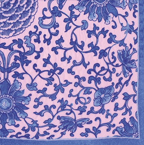 Indigo Garden Blue Pink Napkin Cocktail