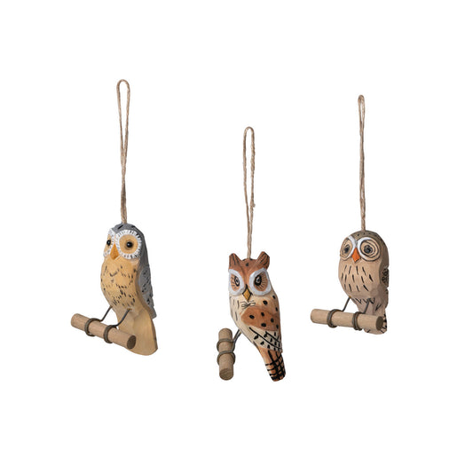 Owl Ornament Hand Carved