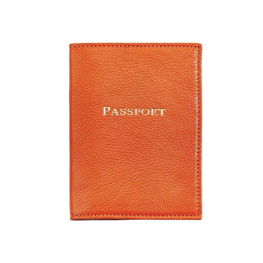 Passport Cover Orange Goatskin Leather