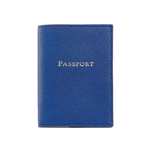 Passport Cover Royal Blue Goatskin Leather