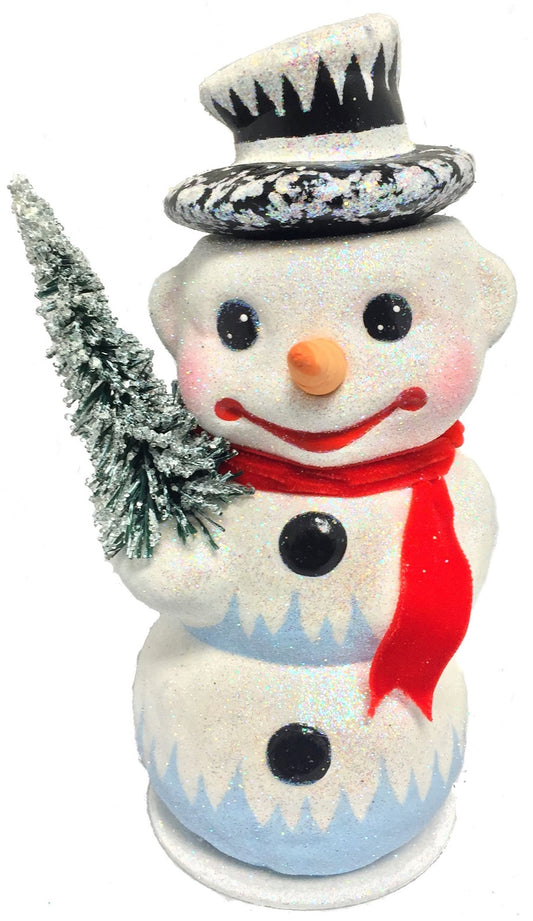 Jolly Happy Soul Snowman German Paper Mache Candy Container