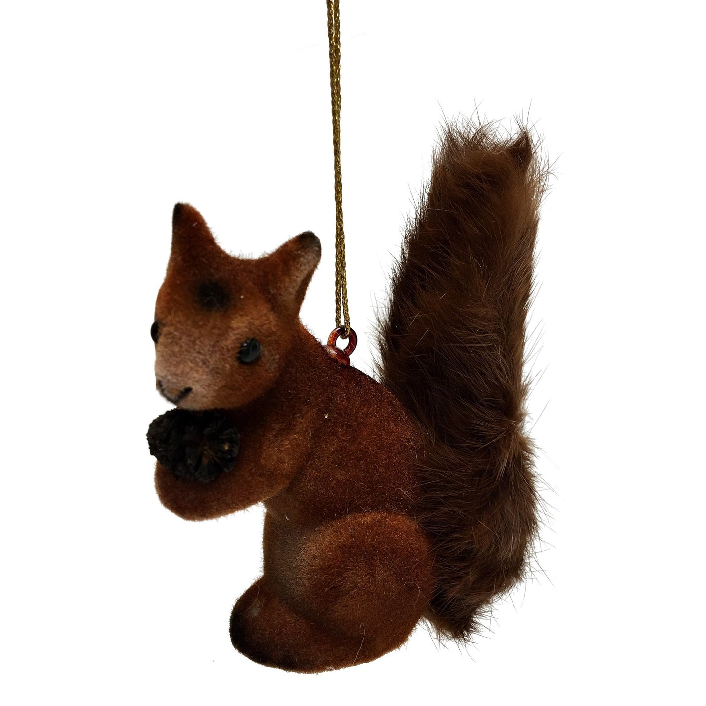 Flocked Squirrel with Furry Tail Ornament