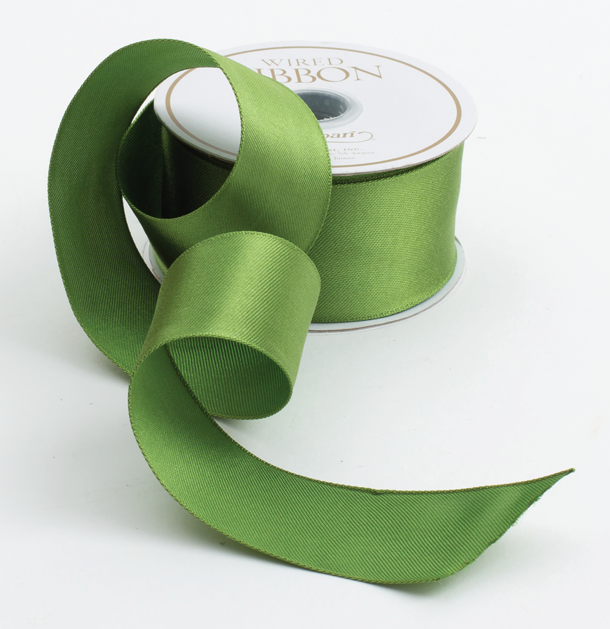 Solid Green Satin Ribbon  9 Yds (wired)