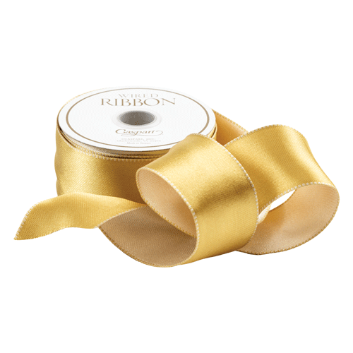 Satin Gold/ivory Reversible Wired Ribbon 6 Yards