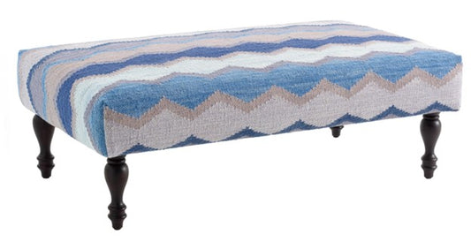 Safety Net Blue Turned Leg  Rug Ottoman