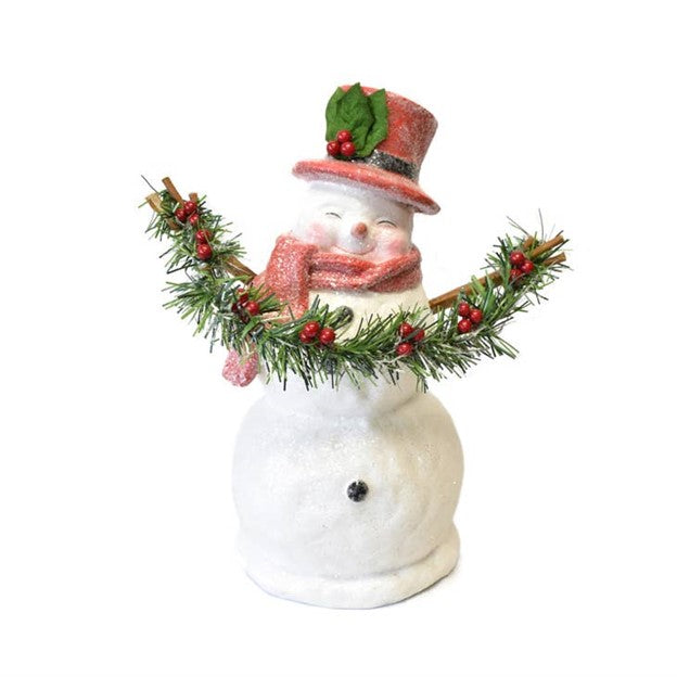 Winter Wonder Snowman with Pine and Berry Garland