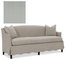 Apartment Sofa with Wave Skirt style # 1939-11 in Sanibel Pool, wood finish Ebony on Maple