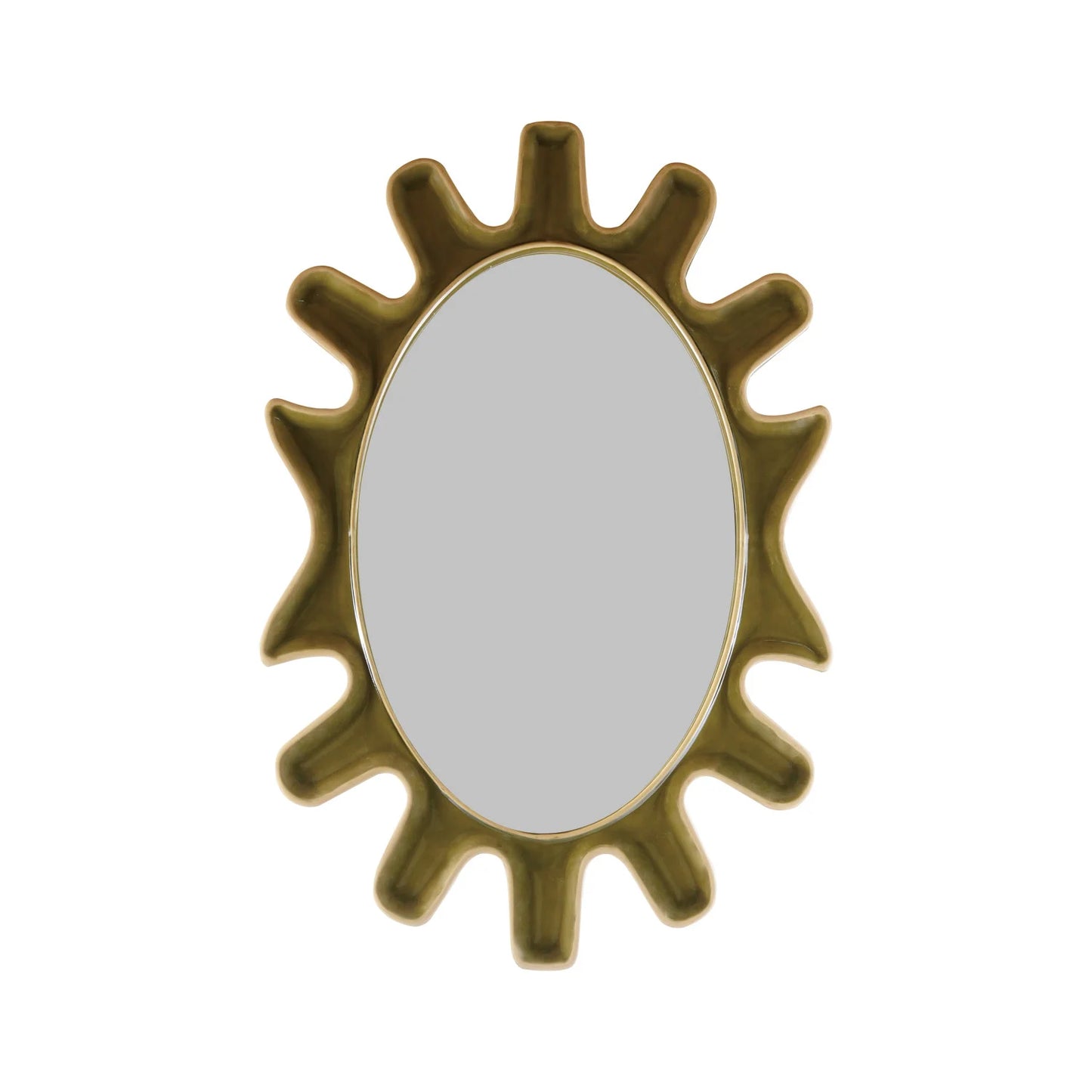 Framed Wall Mirror with Abstract Sunburst Frame (Hangs Vertically & Horizontally)