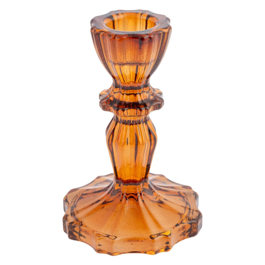 Glass Candlestick Holder Honey Gold