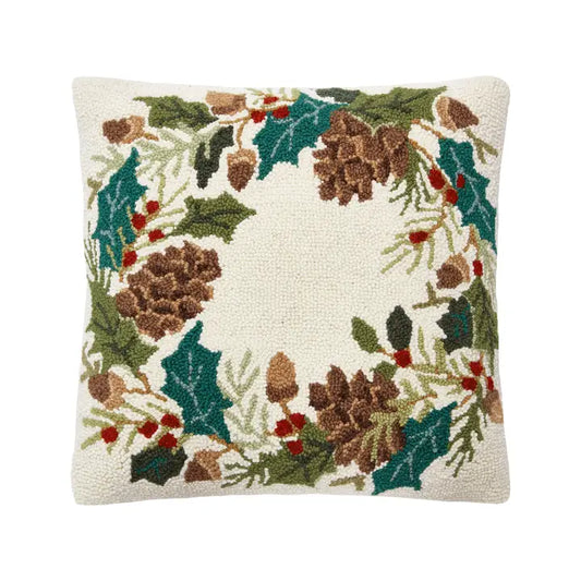 Pinecone Wreath Hook Pillow 18'' x 18''